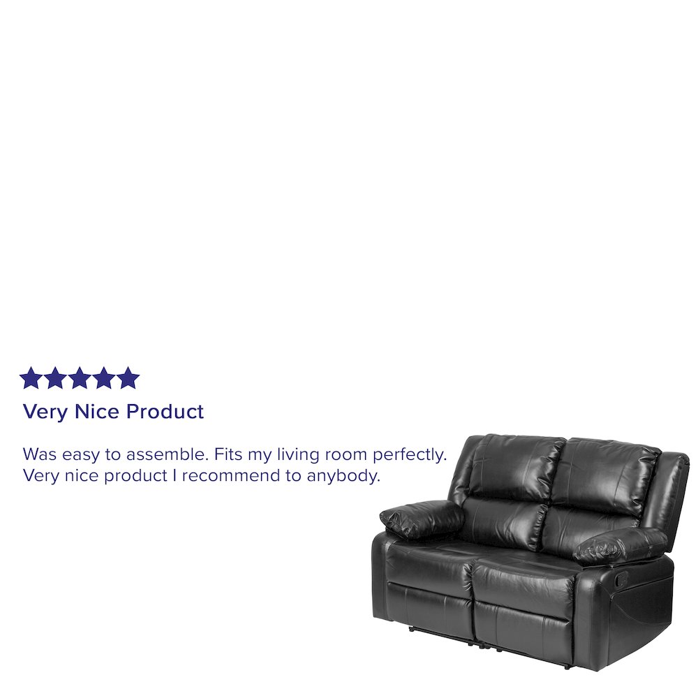 Black LeatherSoft Loveseat with Two Built-In Recliners