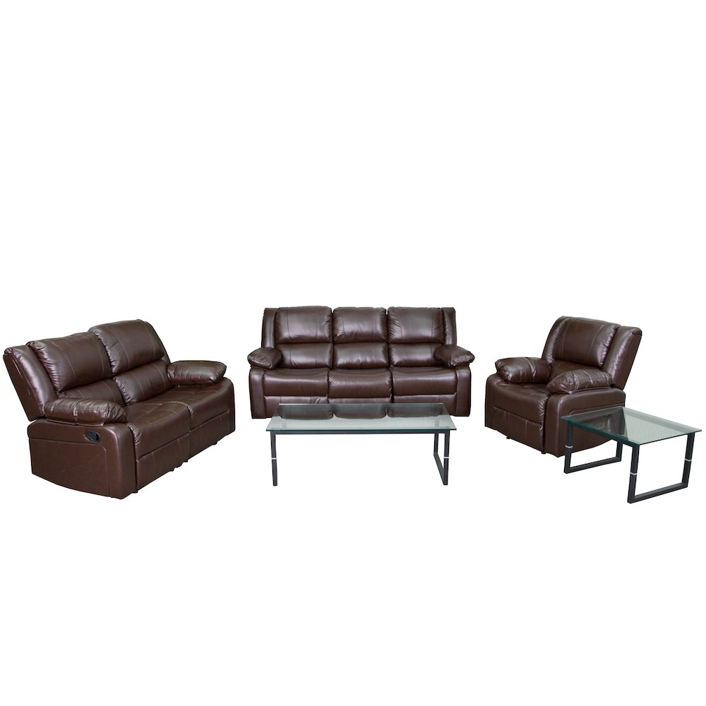 Brown LeatherSoft Reclining Sofa Set