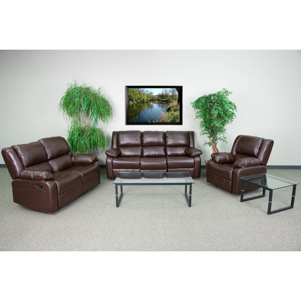 Brown LeatherSoft Reclining Sofa Set