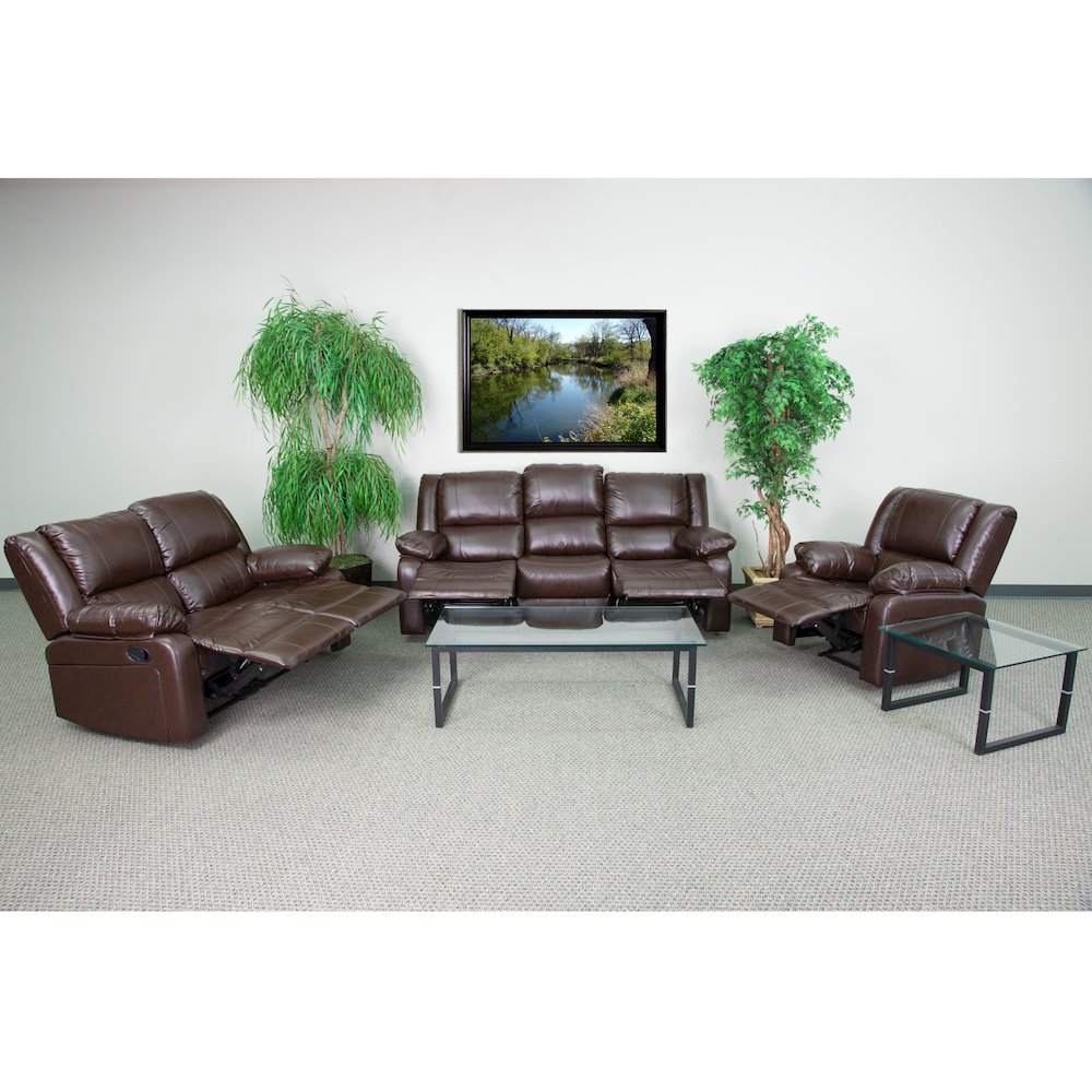 Brown LeatherSoft Reclining Sofa Set
