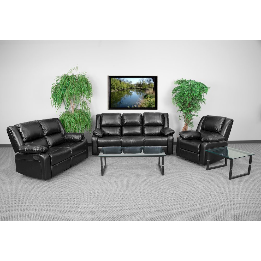 Black LeatherSoft Reclining Sofa Set