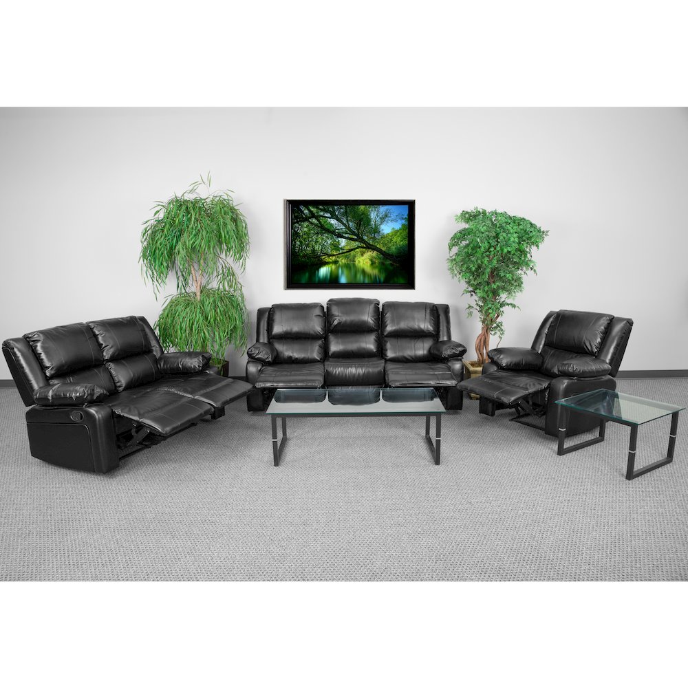 Black LeatherSoft Reclining Sofa Set