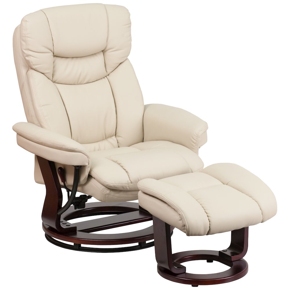 Recliner Chair with Ottoman | Beige Swivel Recliner Chair with Ottoman Footrest