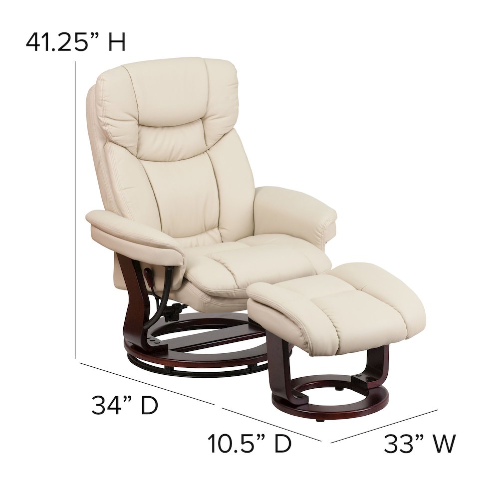 Recliner Chair with Ottoman | Beige Swivel Recliner Chair with Ottoman Footrest
