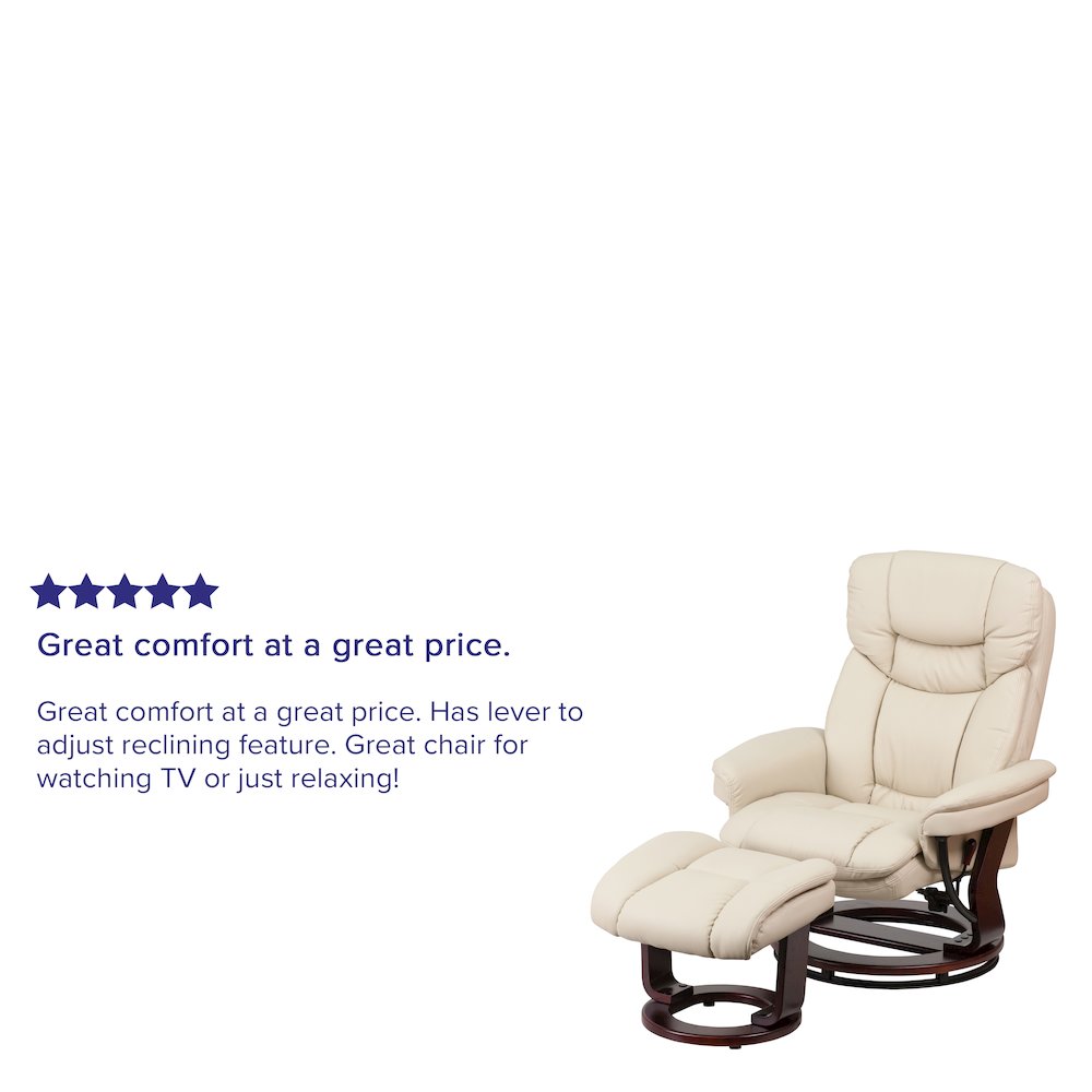 Recliner Chair with Ottoman | Beige Swivel Recliner Chair with Ottoman Footrest