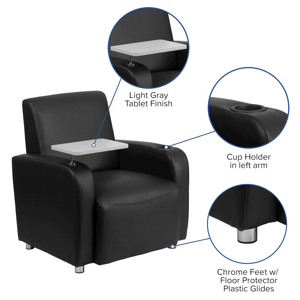 Black LeatherSoft Guest Chair with Tablet Arm