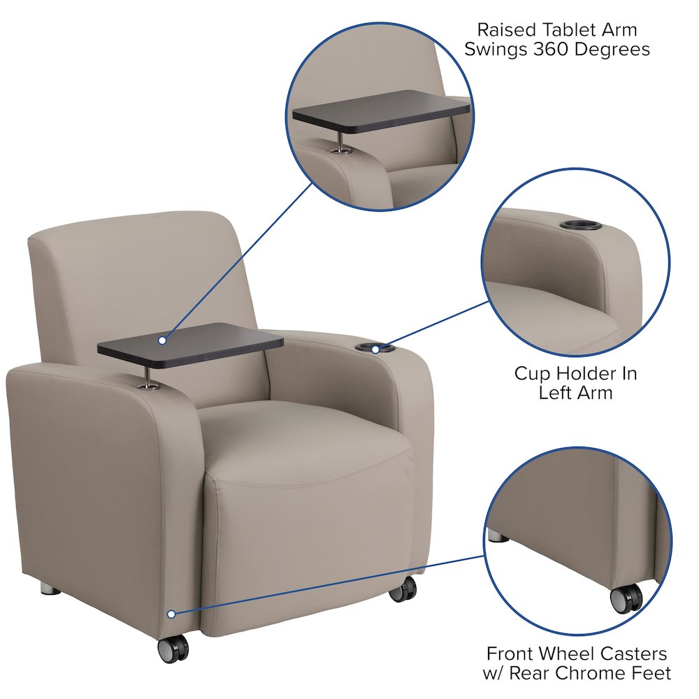 Gray LeatherSoft Guest Chair with Tablet Arm