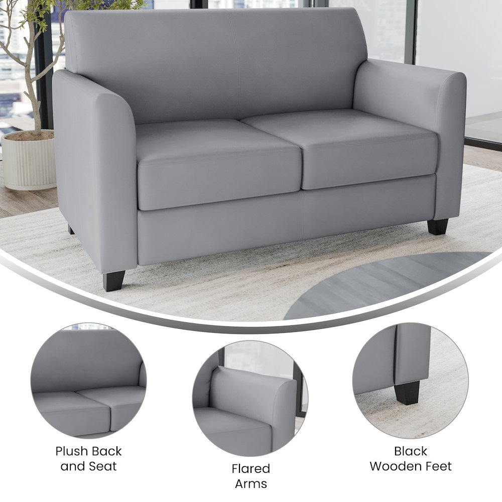 Diplomat Gray LeatherSoft Loveseat