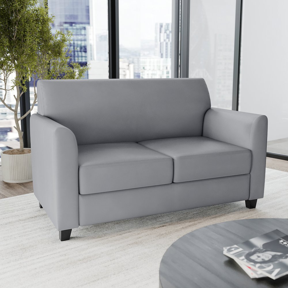 Diplomat Gray LeatherSoft Loveseat