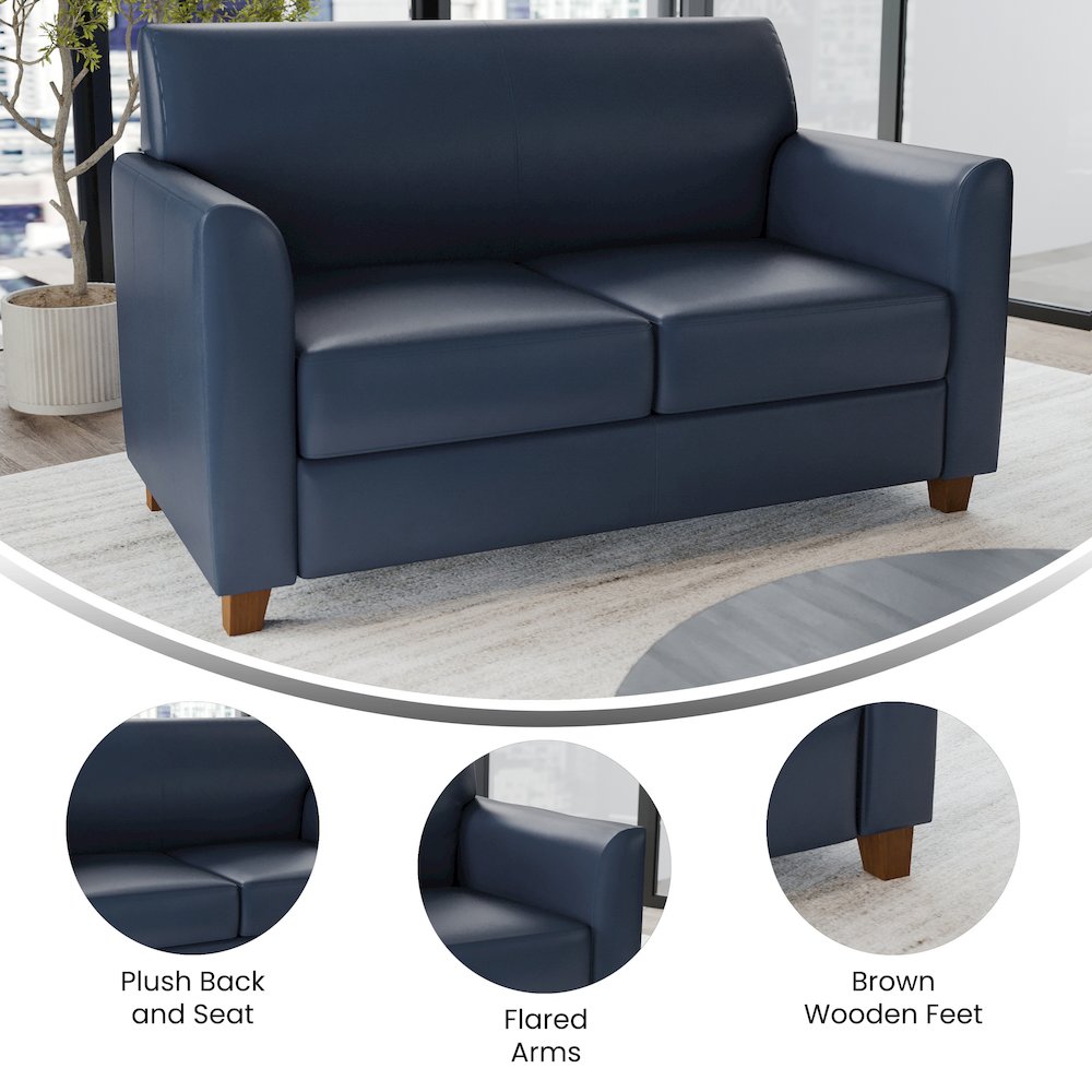 HERCULES Diplomat Series Navy LeatherSoft Loveseat