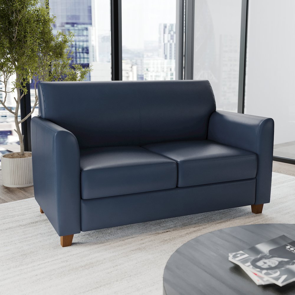 HERCULES Diplomat Series Navy LeatherSoft Loveseat