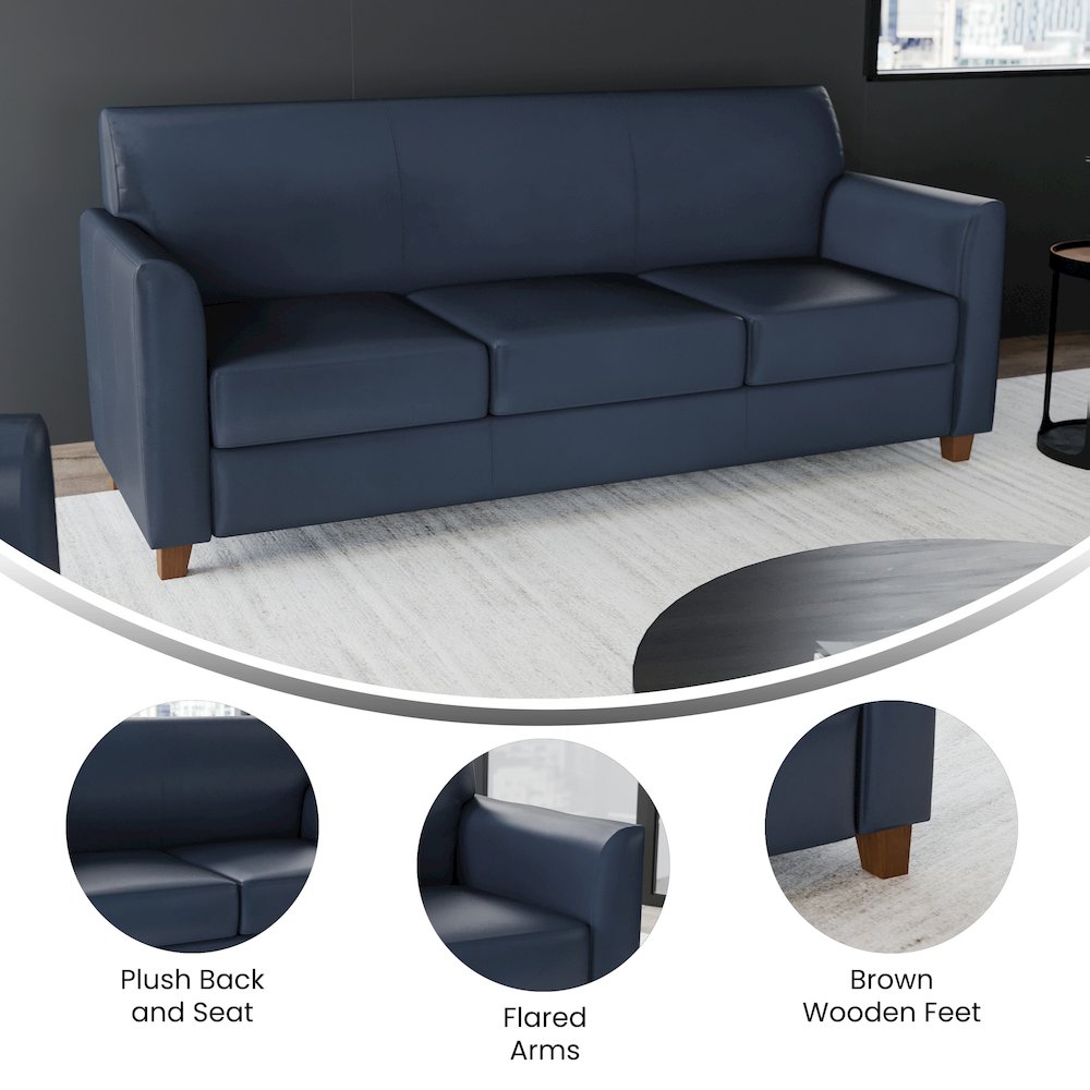 HERCULES Diplomat Series Navy LeatherSoft Sofa