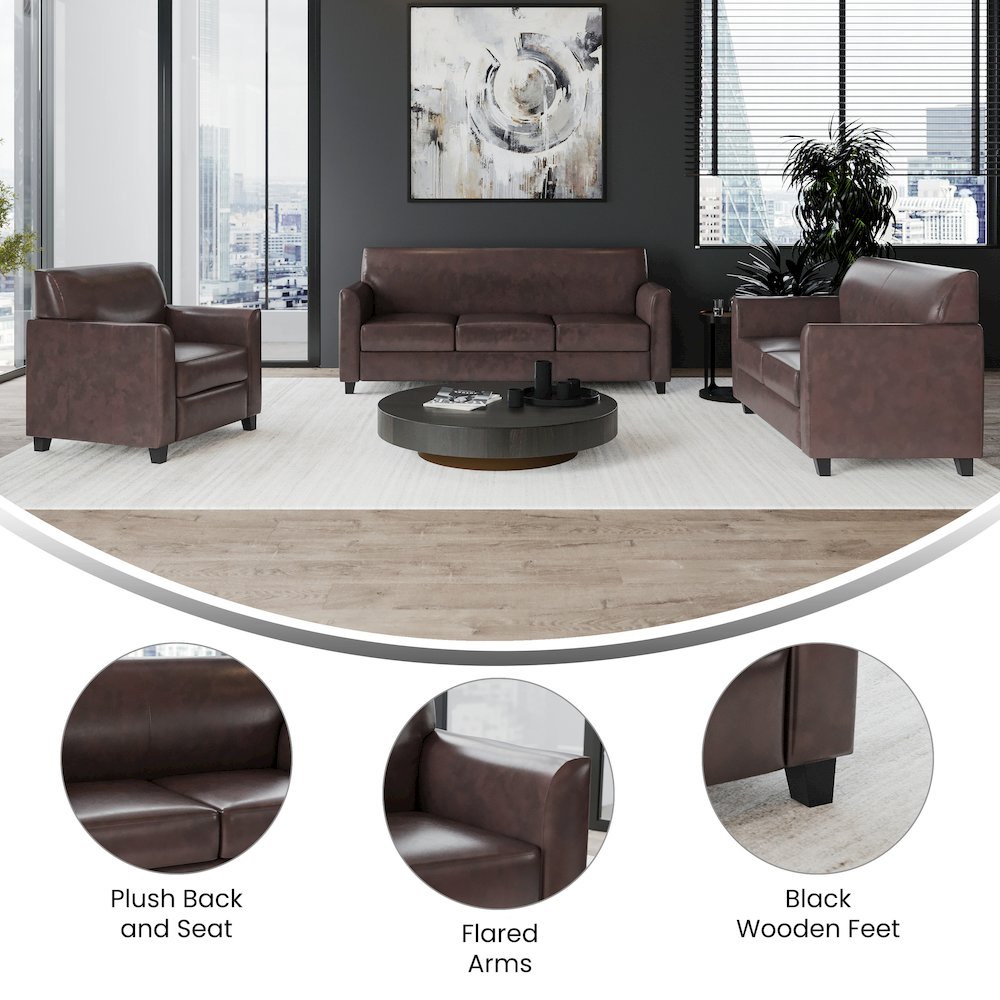 Diplomat Reception Set in Brown LeatherSoft