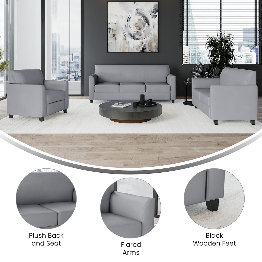 Diplomat Reception Set in Gray LeatherSoft