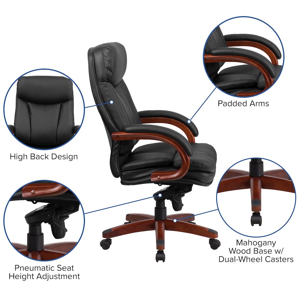 High Back Black Executive Office Chair with Synchro-Tilt Mechanism