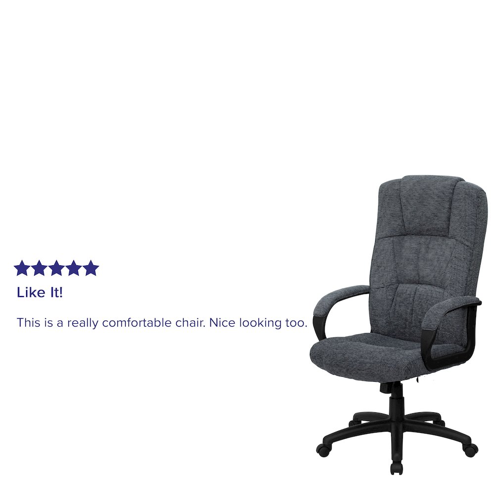 High Back Gray Fabric Executive Swivel Office Chair with Arms