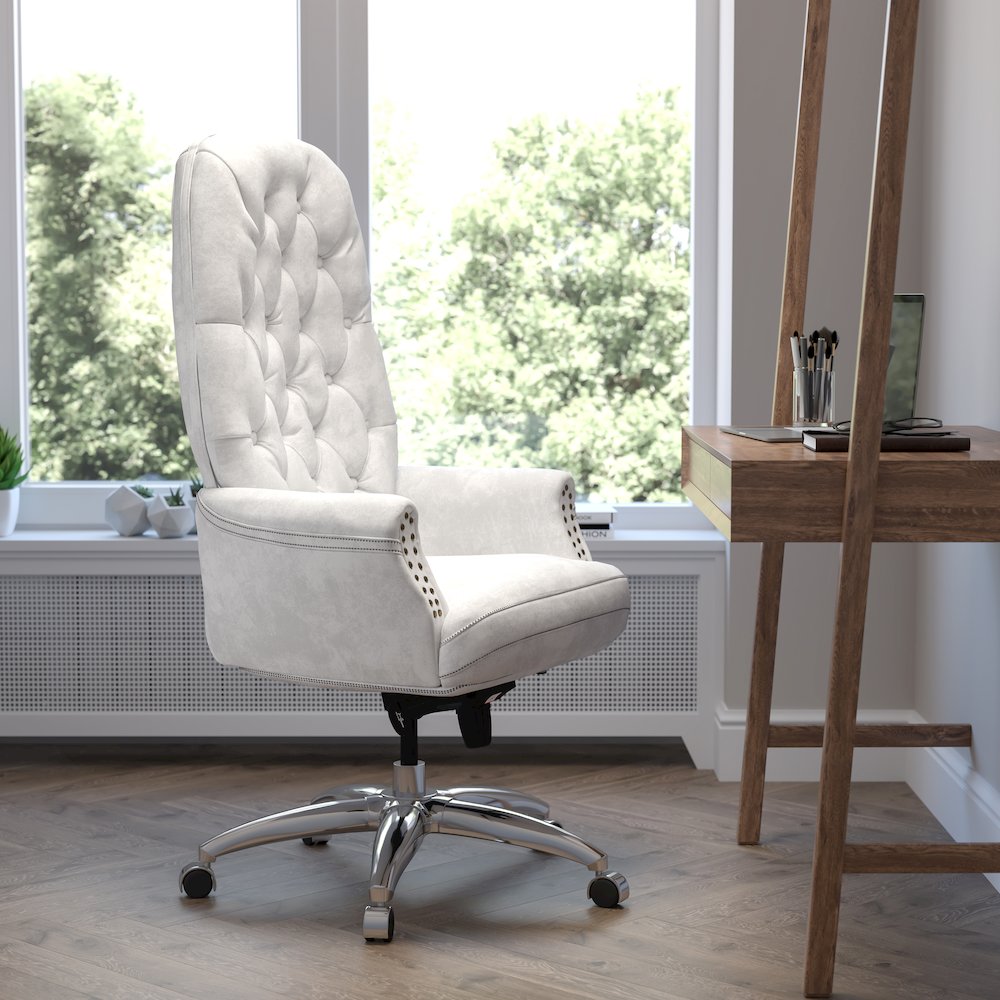 High Back White Multifunction Executive Swivel Ergonomic Office Chair with Arms