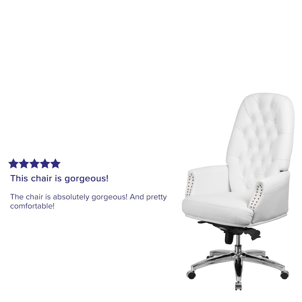 High Back White Multifunction Executive Swivel Ergonomic Office Chair with Arms