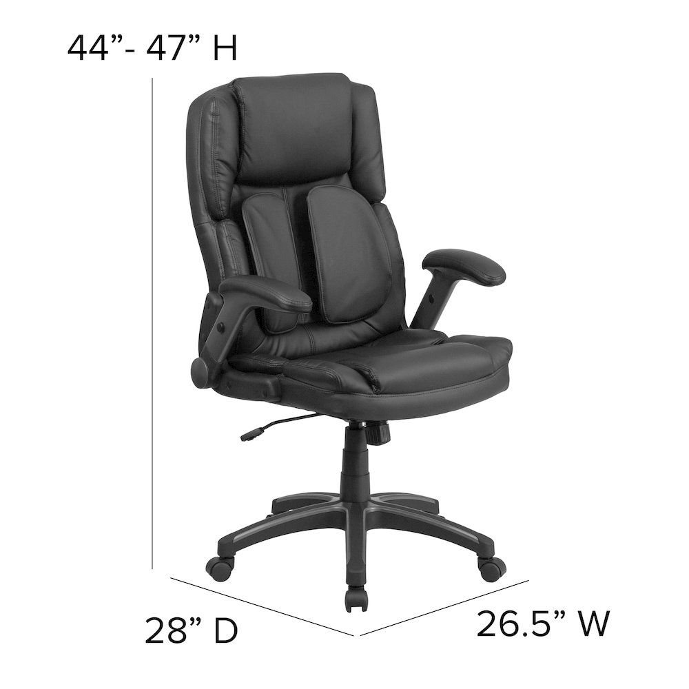 Extreme Comfort High Back Black Executive Swivel Office Chair with Flip-Up Arms