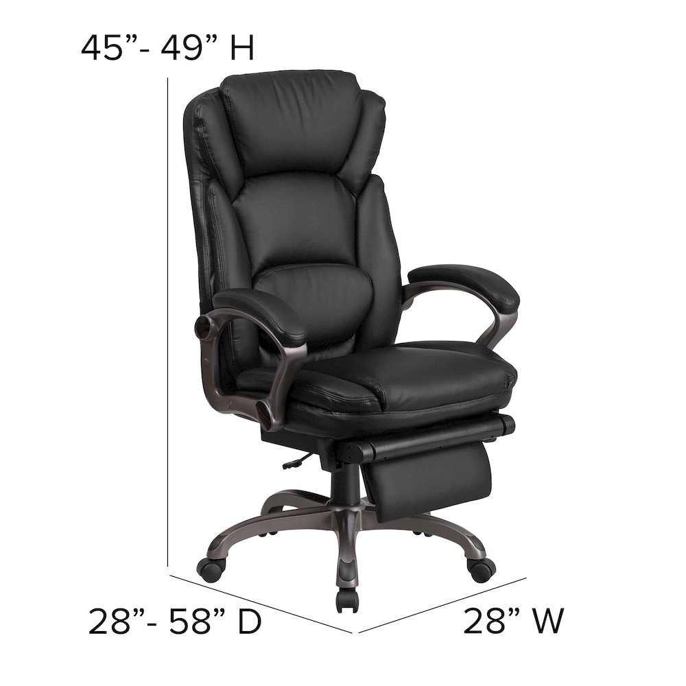 High Back Black Executive Swivel Office Chair with Outer Lumbar Cushion and Arms