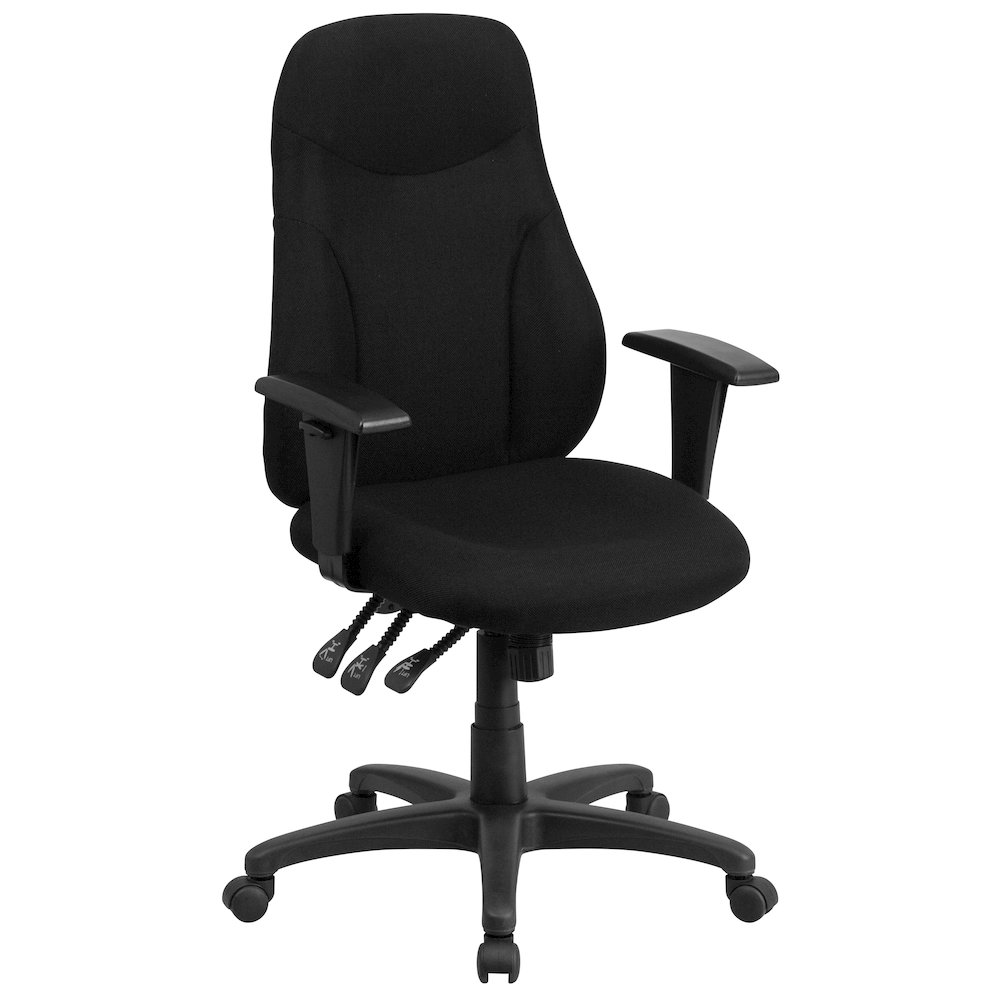 High Back Black Fabric Multifunction Swivel Task Office Chair