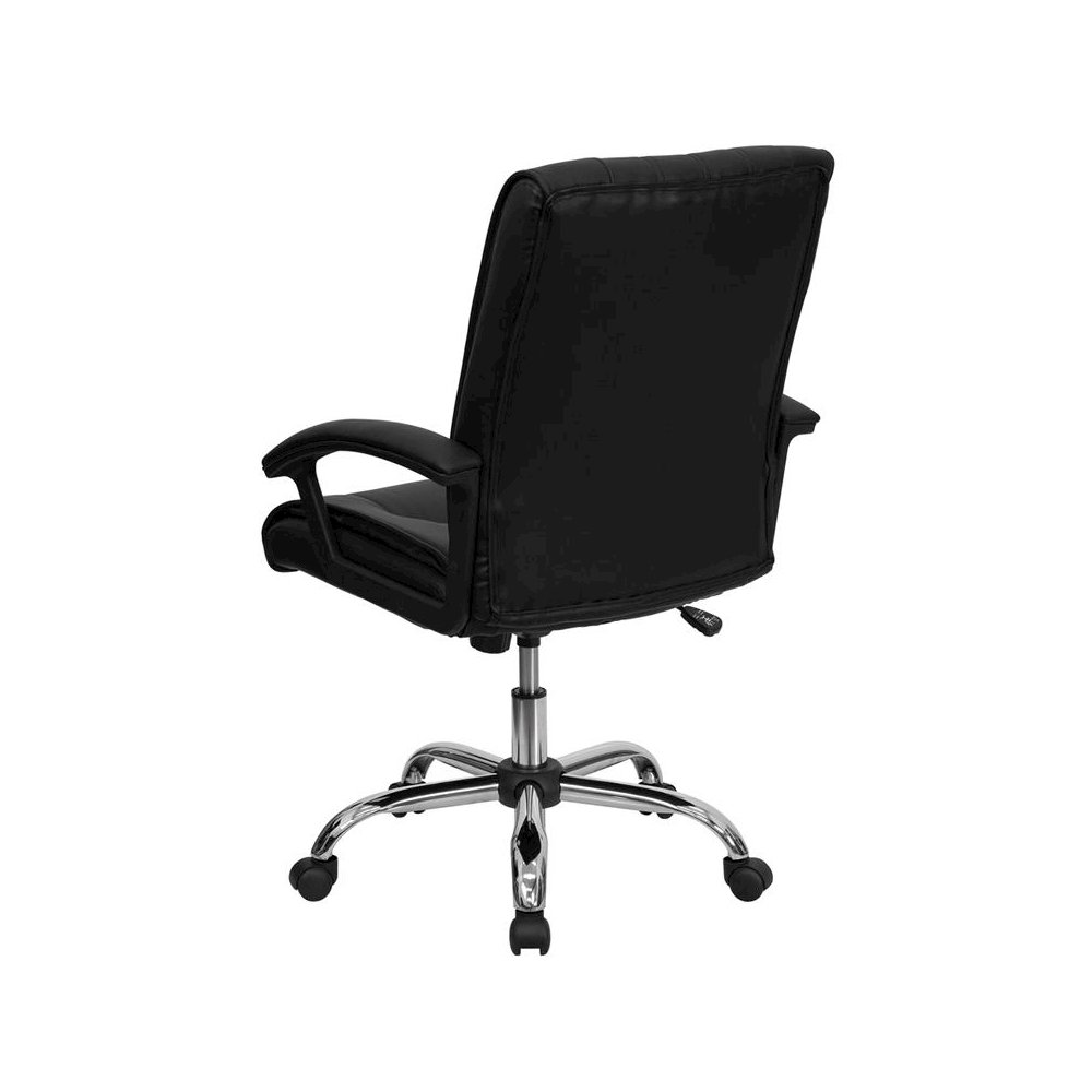 Mid-Back Black LeatherSoft Swivel Manager’s Office Chair with Arms