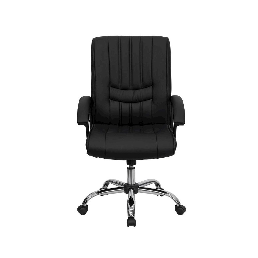 Mid-Back Black LeatherSoft Swivel Manager’s Office Chair with Arms