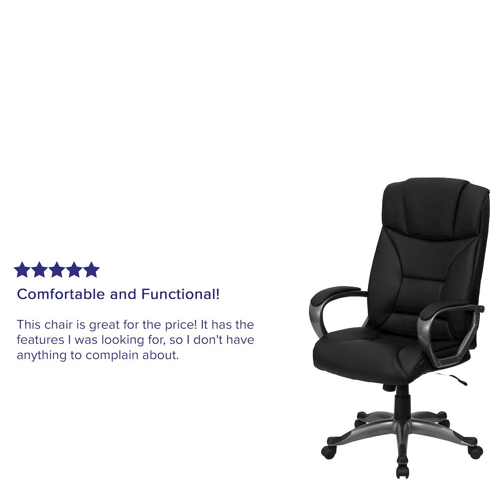 High Back Black LeatherSoft Executive Swivel Office Chair with Arms