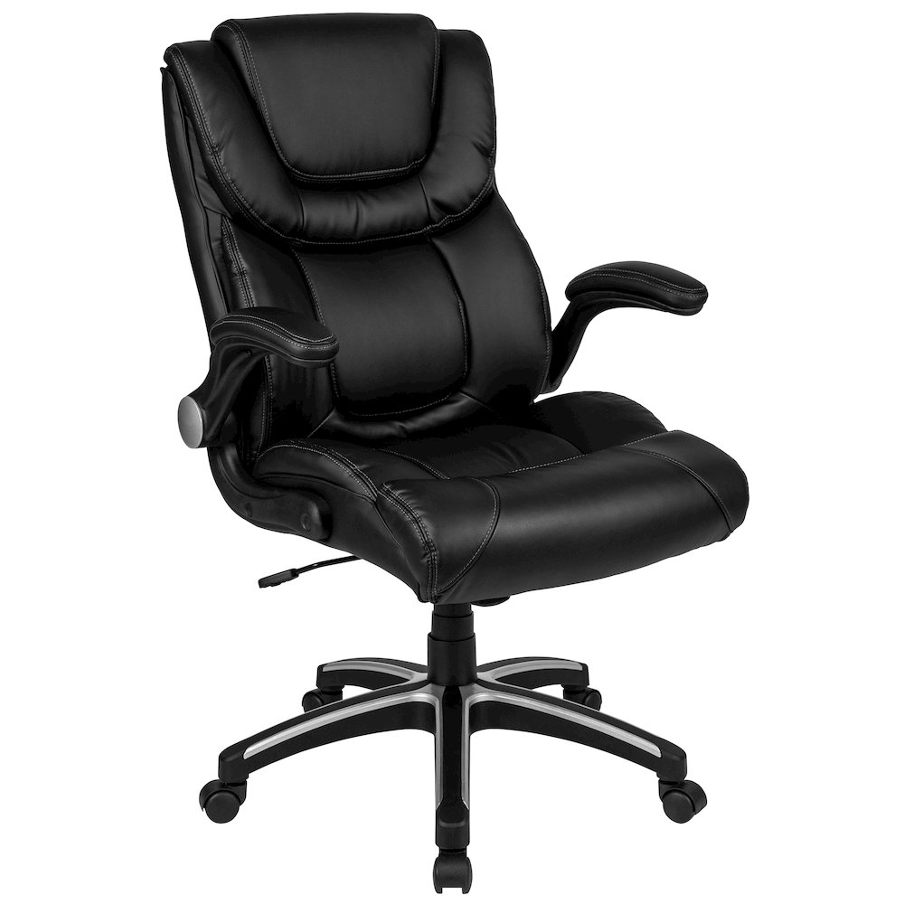 High Back Black Executive Swivel Office Chair with Double Layered Headrest