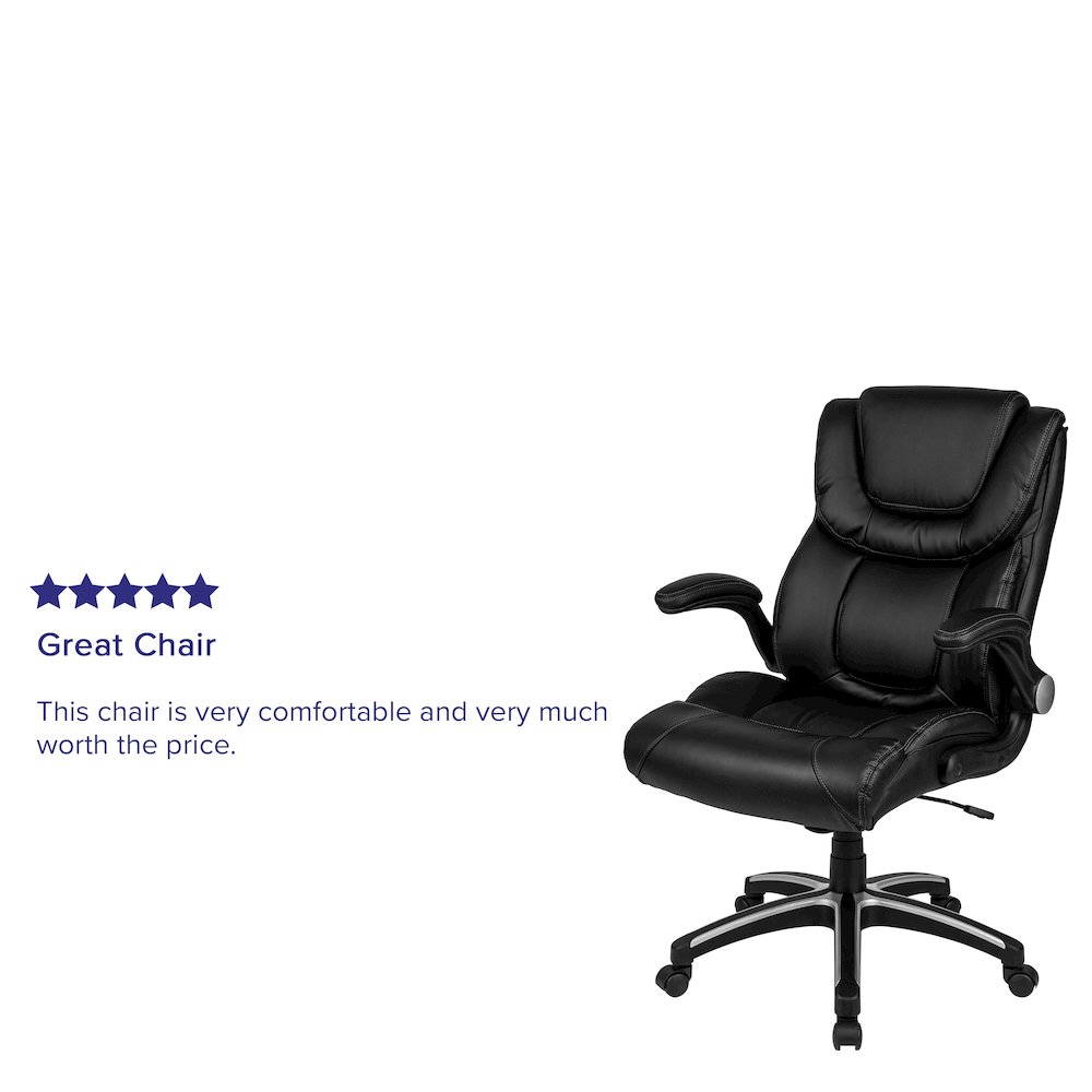 High Back Black Executive Swivel Office Chair with Double Layered Headrest