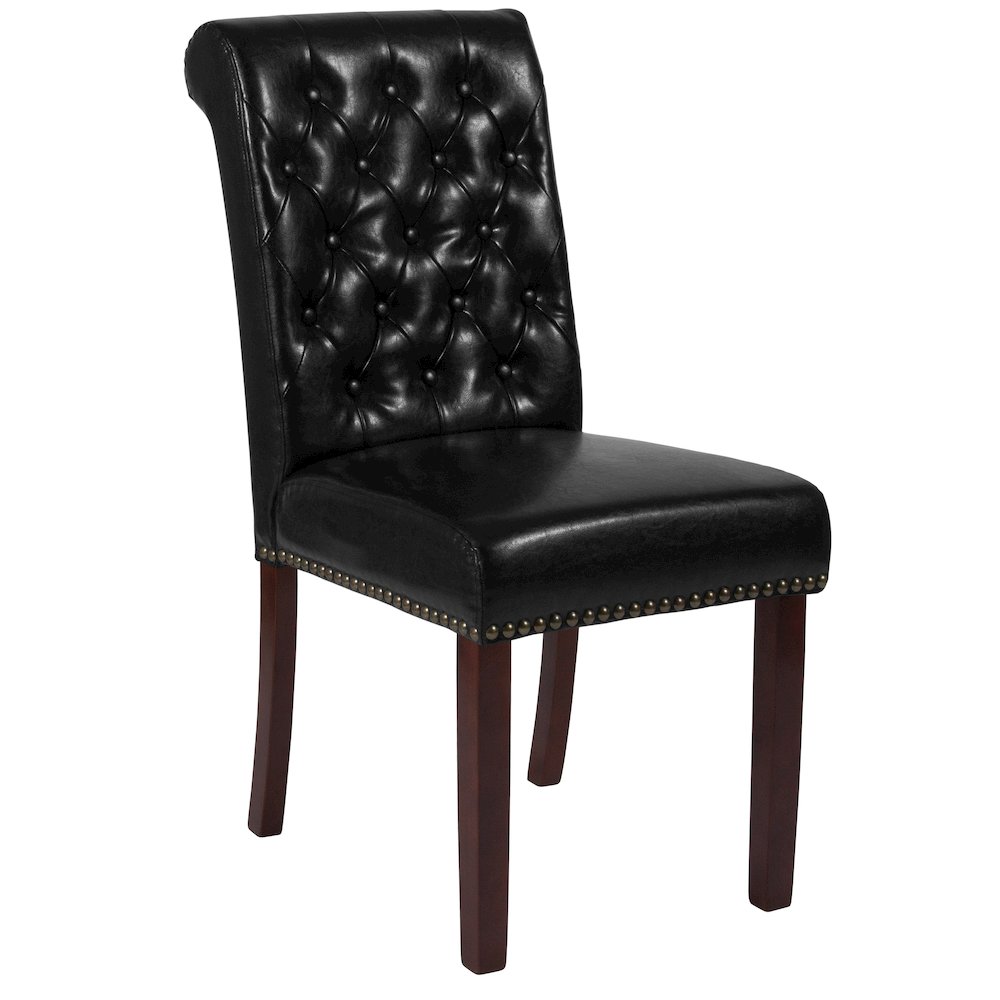 Black Parsons Chair with Rolled Back