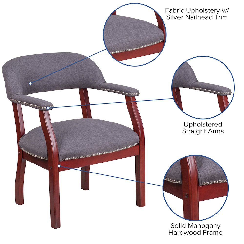 Gray Fabric Luxurious Conference Chair with Accent Nail Trim