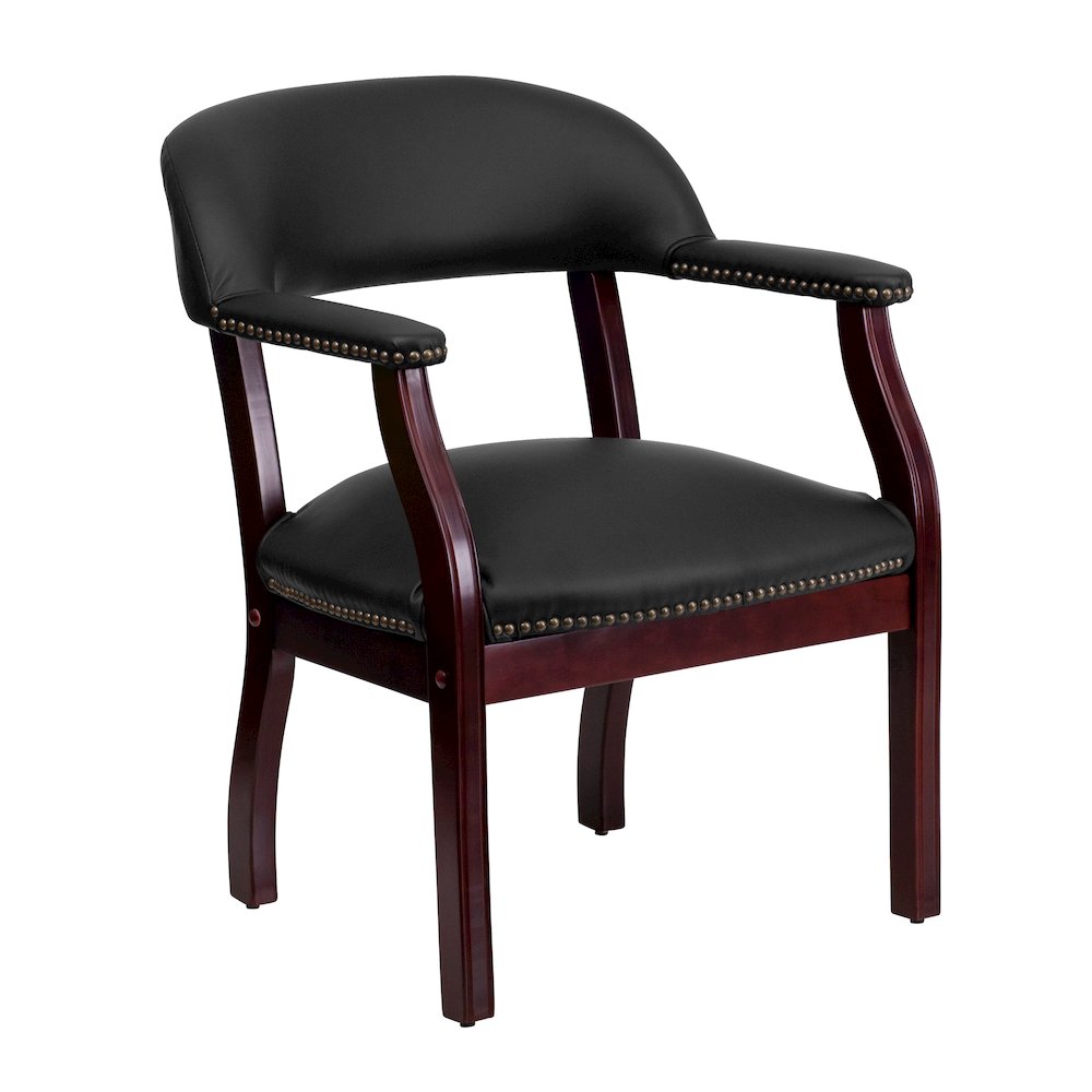 Black LeatherSoft Conference Chair with Accent Nail Trim