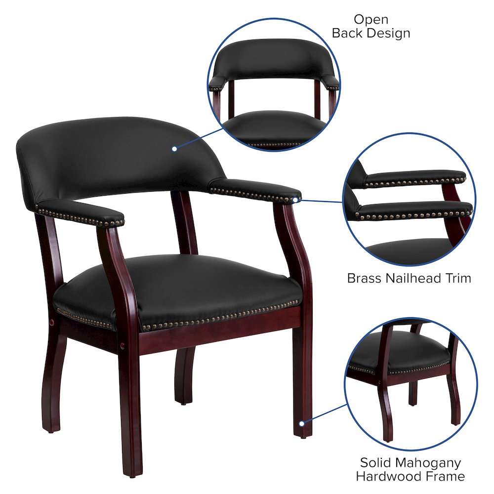 Black LeatherSoft Conference Chair with Accent Nail Trim