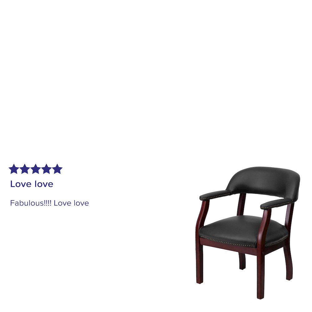 Black LeatherSoft Conference Chair with Accent Nail Trim