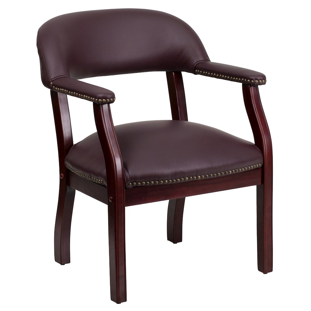 Burgundy LeatherSoft Conference Chair with Accent Nail Trim