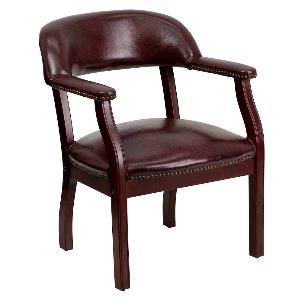 Oxblood Vinyl Luxurious Conference Chair with Accent Nail Trim