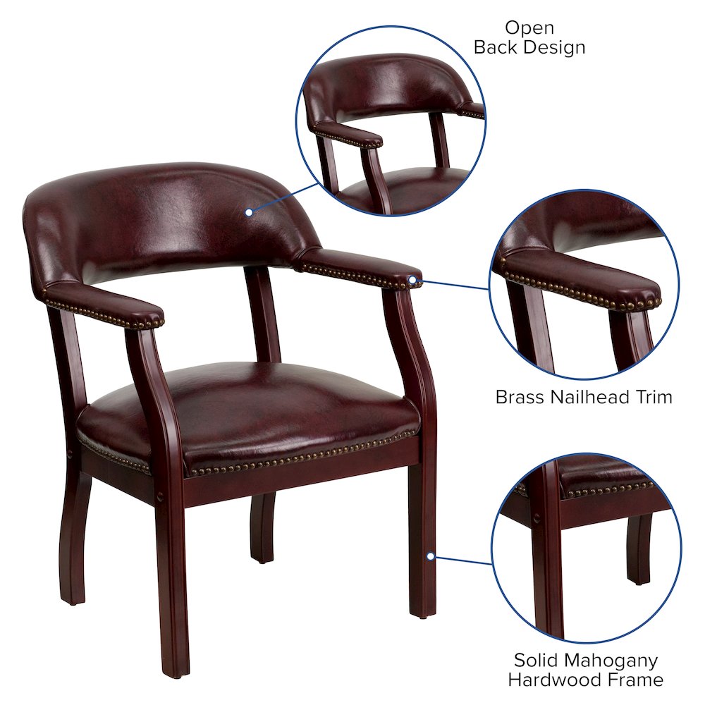 Oxblood Vinyl Luxurious Conference Chair with Accent Nail Trim
