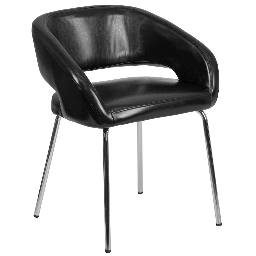 Contemporary Black LeatherSoft Side Reception Chair