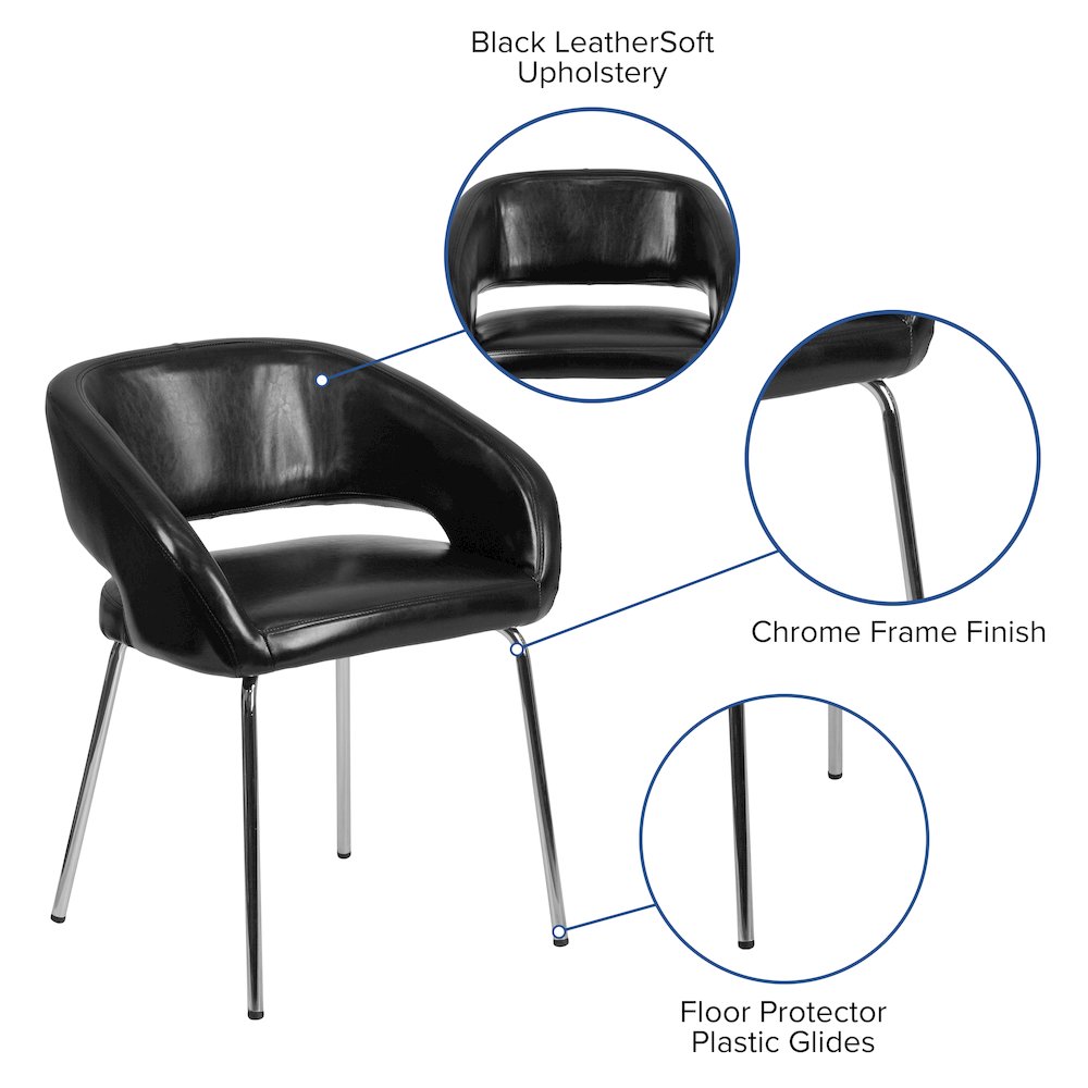 Contemporary Black LeatherSoft Side Reception Chair
