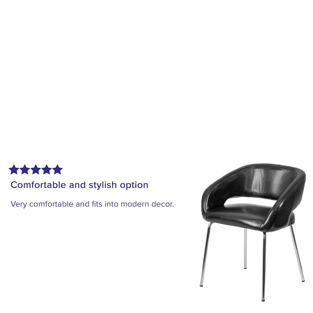 Contemporary Black LeatherSoft Side Reception Chair