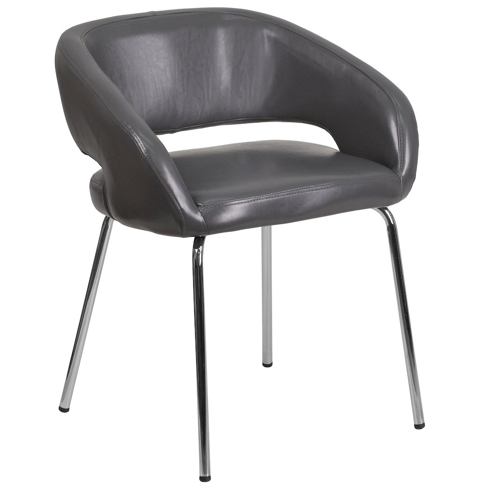 Contemporary Gray LeatherSoft Side Reception Chair