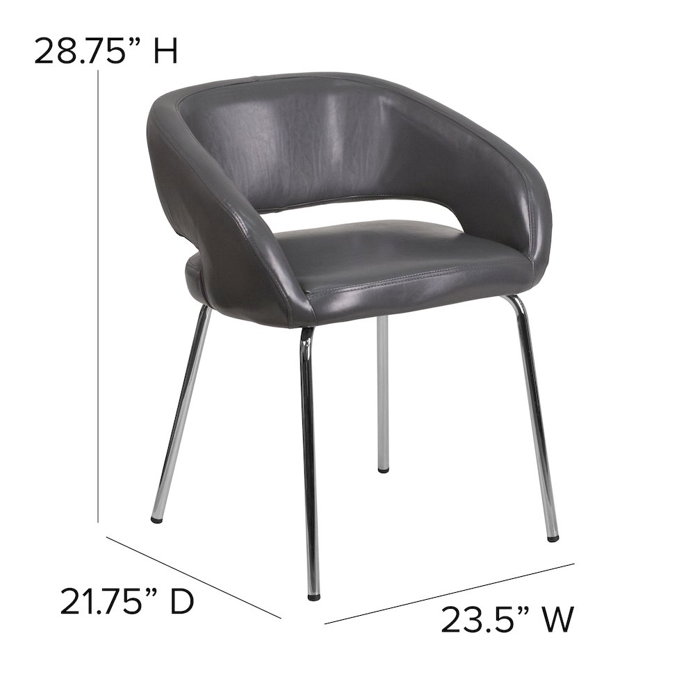 Contemporary Gray LeatherSoft Side Reception Chair