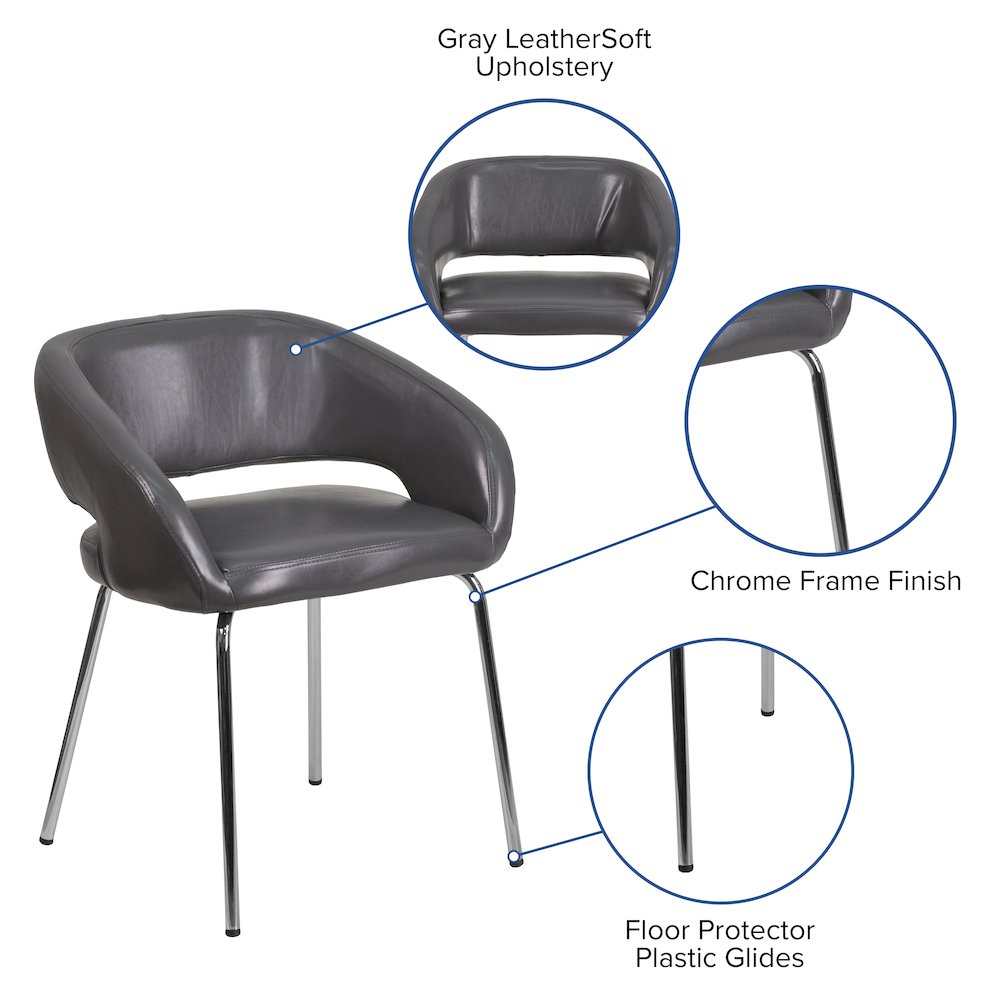 Contemporary Gray LeatherSoft Side Reception Chair