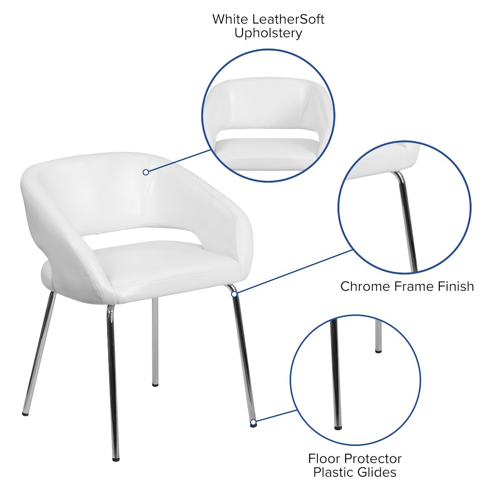 Contemporary White LeatherSoft Side Reception Chair