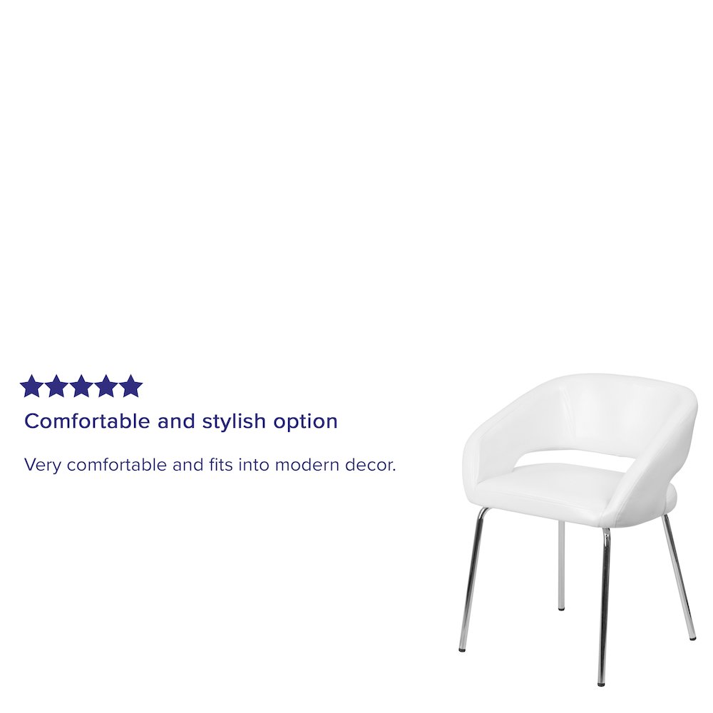 Contemporary White LeatherSoft Side Reception Chair