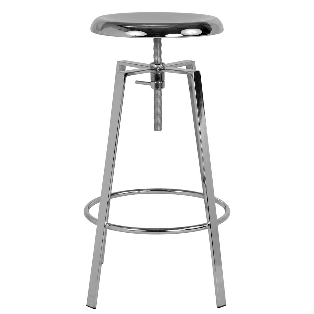 Industrial Barstool with Swivel Lift Adjustable Height Seat in Chrome Finish