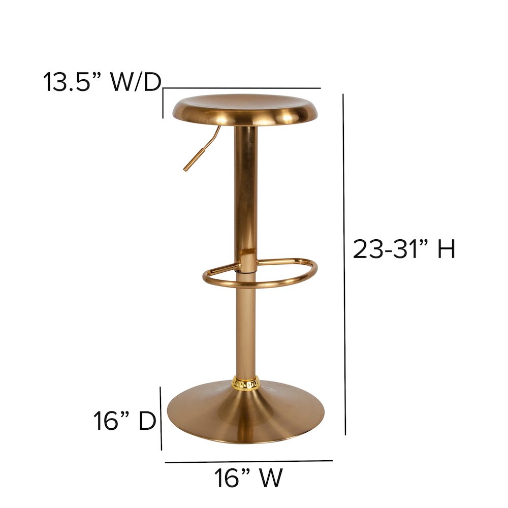 Adjustable Height Retro Barstool in Gold Finish