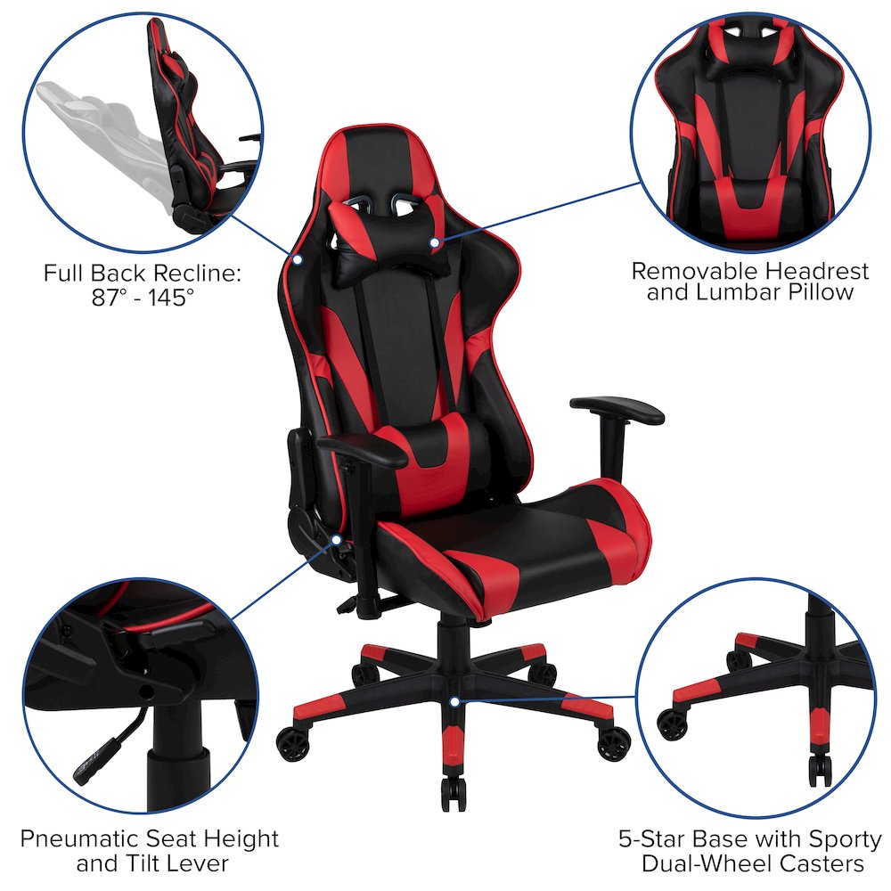 X20 Gaming Chair Racing Office Computer Swivel Chair with Fully Back in Red
