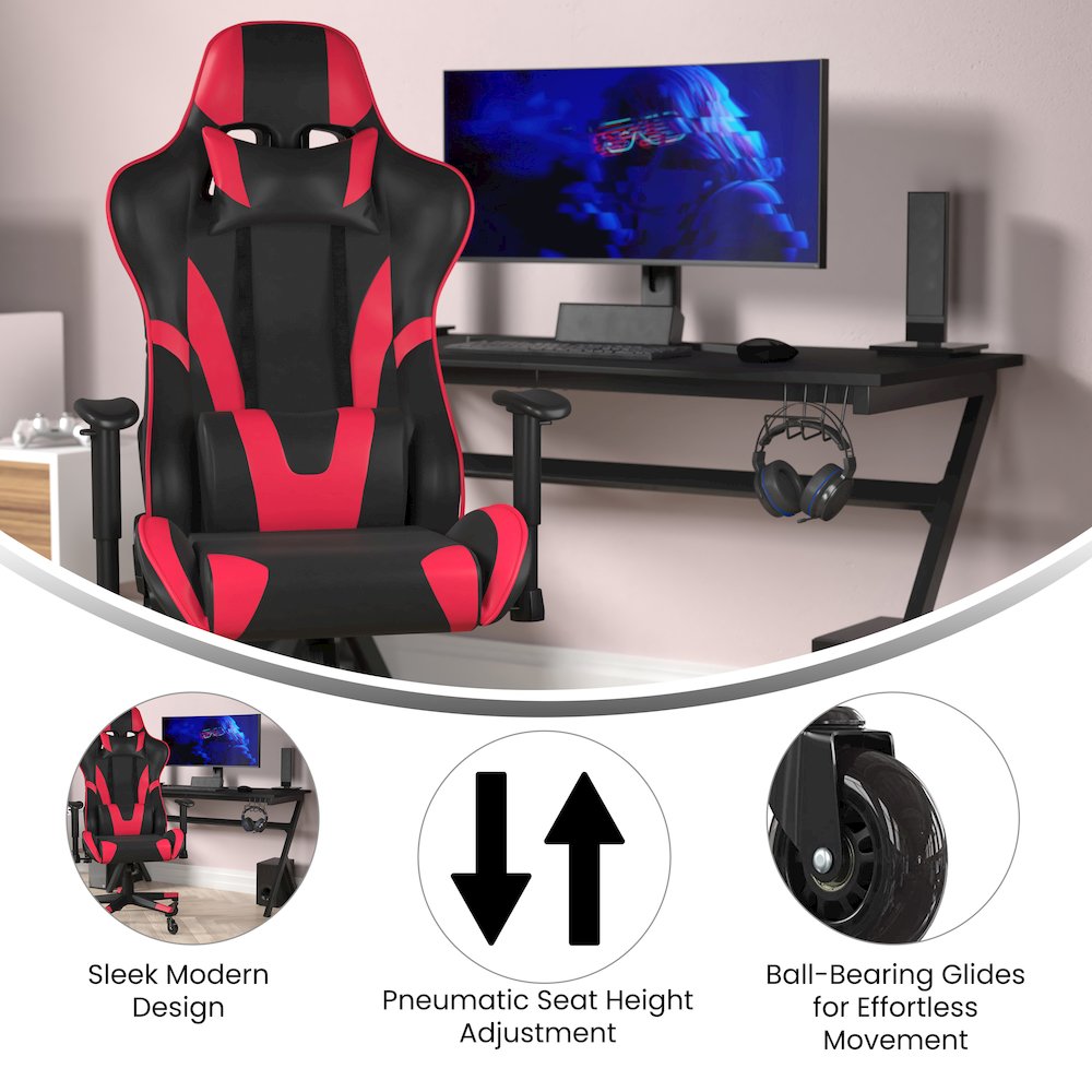 X20 Gaming Chair Racing Office Computer Chair with Back and Roller Wheels in Red